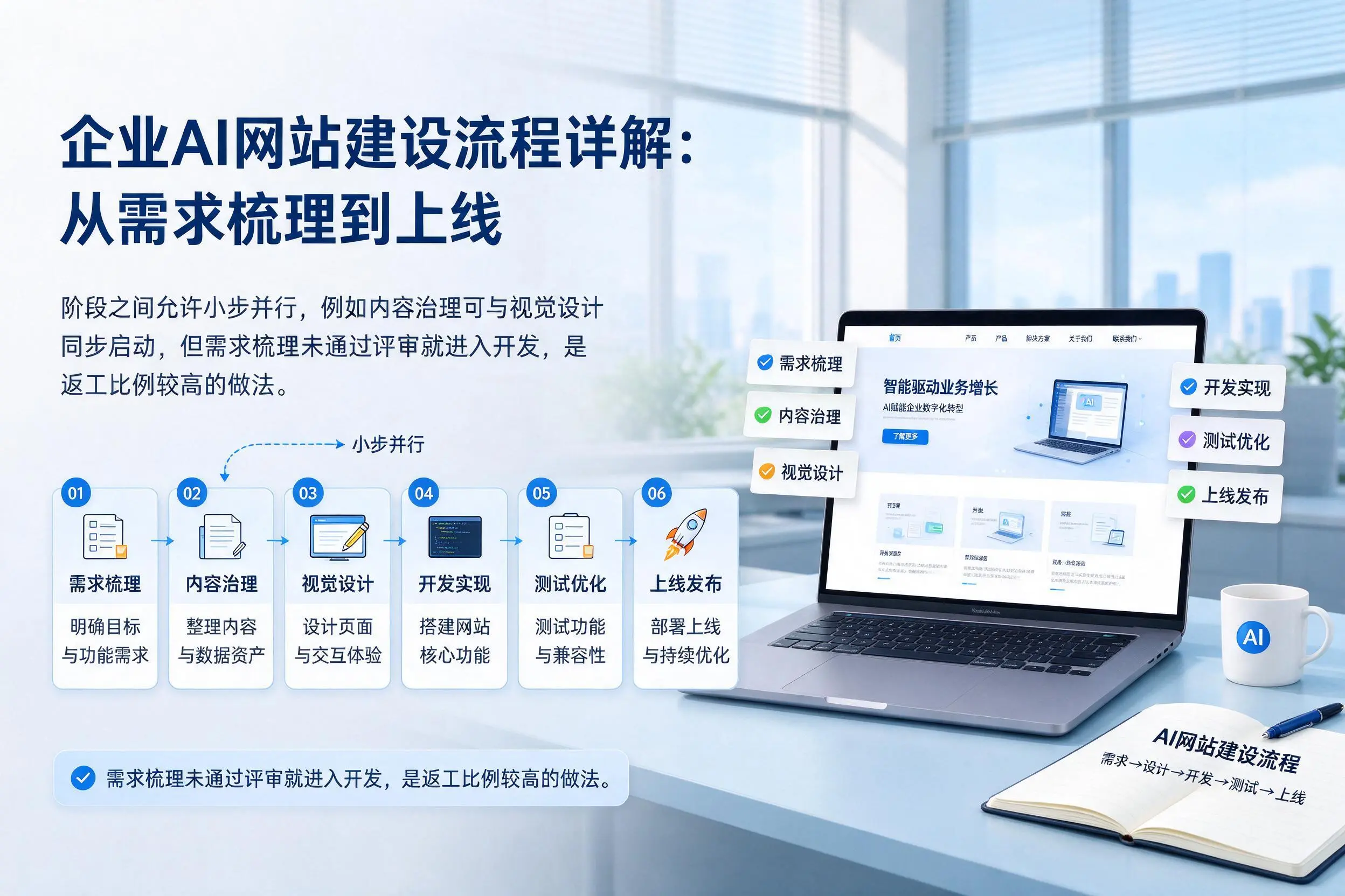铁岭企业AI网站建设流程详解:从需求梳理到上线