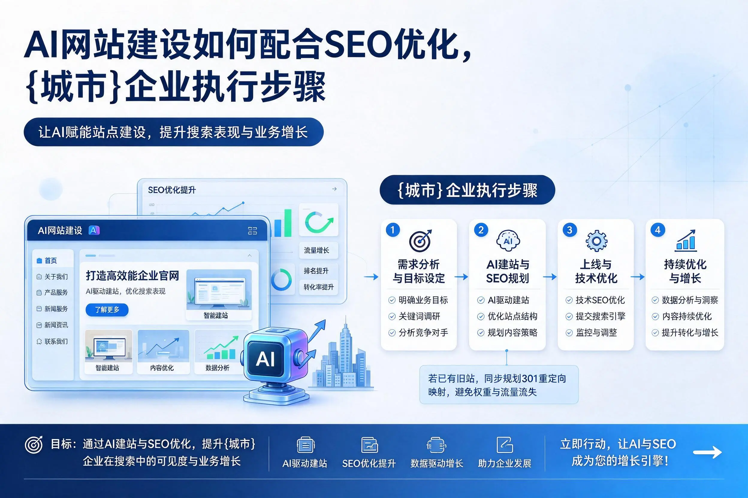 AI网站建设如何配合SEO优化，铁岭企业执行步骤