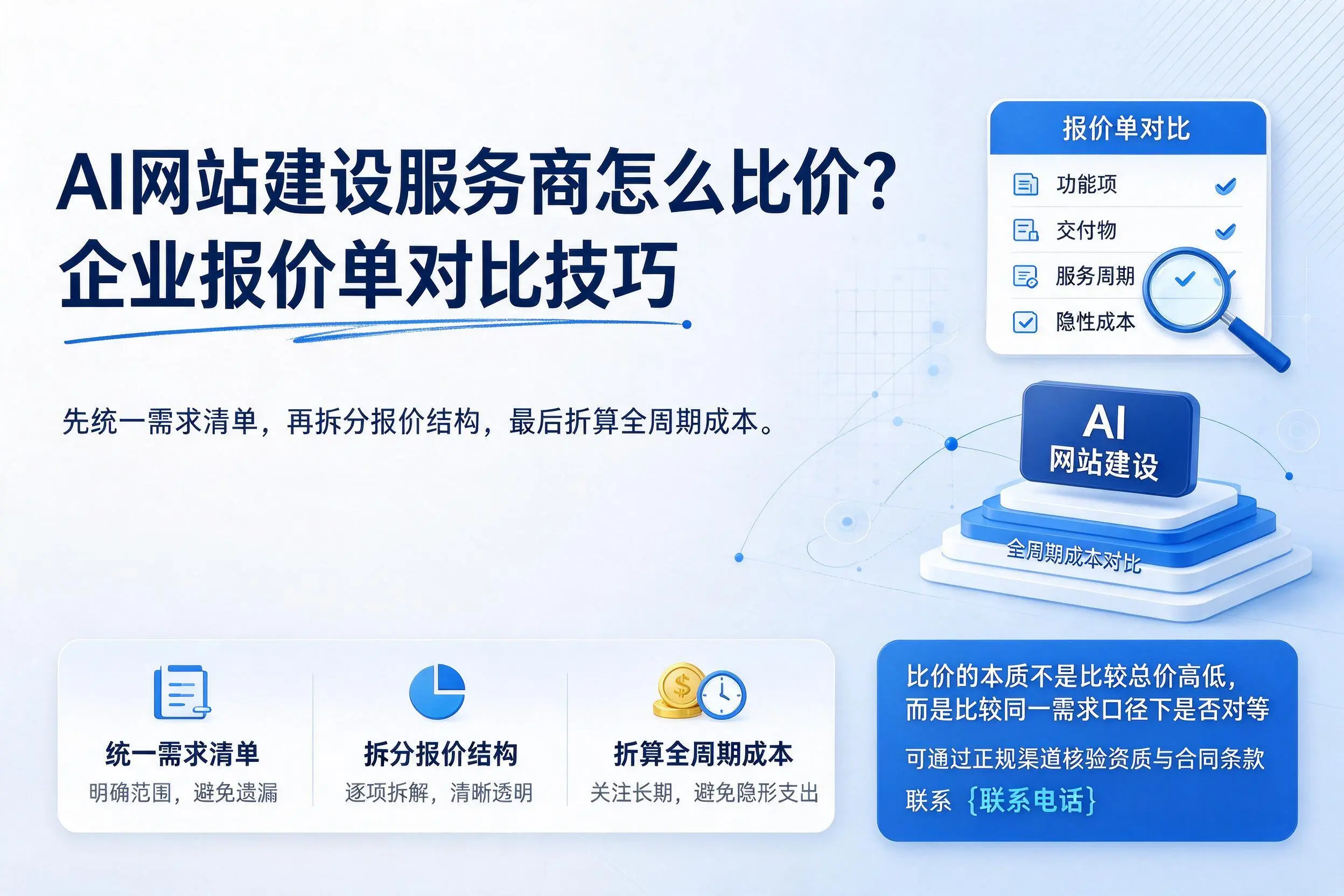 AI网站建设服务商怎么比价?铁岭企业报价单对比技巧