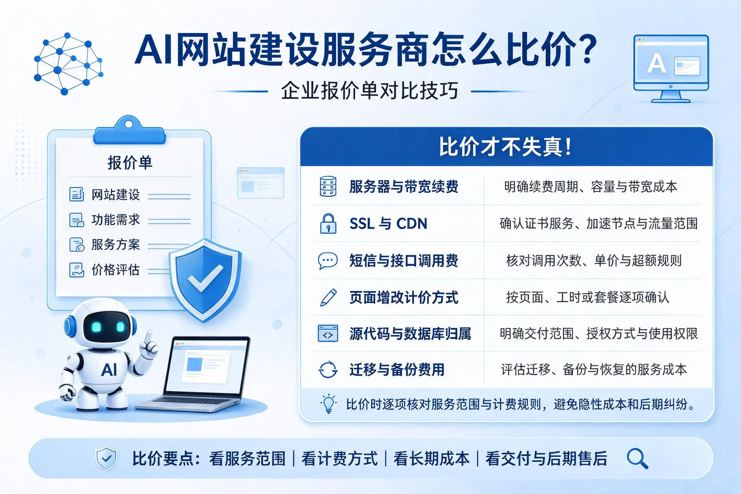 AI网站建设服务商怎么比价?铁岭企业报价单对比技巧